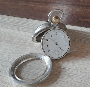 Ceas de buzunar din argint Waltham cu 17 rubine Gigant 200 gr