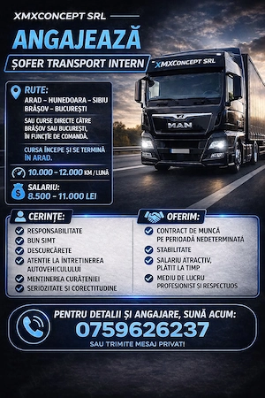 Angajăm Șofer Transport Intern   România