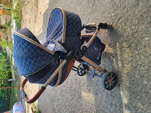 Căruț 3in1 albastru cu scoica si salteluta incluse