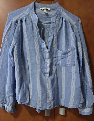 H&M - bluză dama lejeră cu dungi albastre și albe, masura 44 (EUR)
