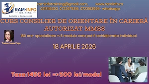 CURS autorizat MMSS -Consilier de orientare in cariera- Cod COR 242306- 180 ore