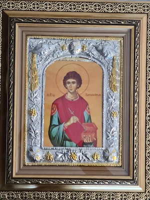 Icoana Argintata-Sfantul Pantelimon Relief 3 D