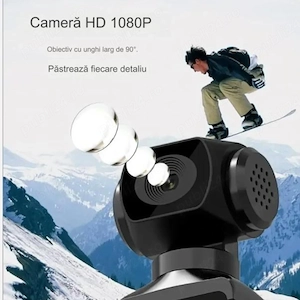 Camera pentru Vlog 4K: Dispozitiv Portabil cu Rotatie de 270 de Grade si Card de Memorie de 64 GB in