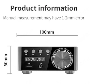Amplificator Mini 50W Bluetooth 5.0, stereo + Boxe - imagine 5