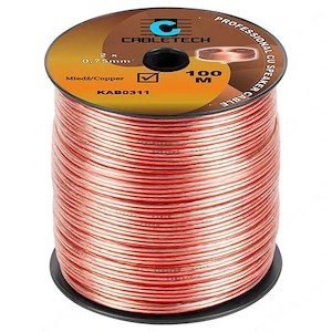 Cablu cu doua fire din cupru, 2 x 0.75mm, Izolatie color, tenta transparenta, lungime 100m