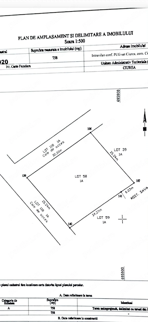 Teren intravilan Ciurea, 758 mp, Str. Ecoului