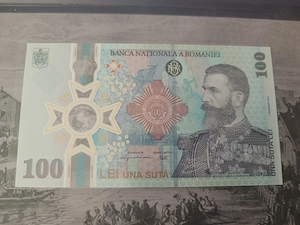Bancnotă 100 lei Regele Carol I   ediție aniversară BNR (UNC, mapă originală)