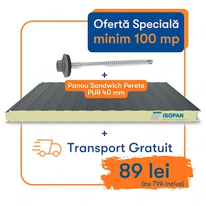 Ofertă Specială Panouri Sandwich ISOPAN 40mm   Acoperiș și Perete   RAL 7016