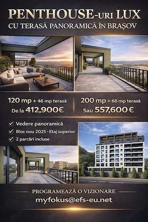 Penthouse Exclusiv "Noble Residence" | Terase Panoramice | Imobil nou finalizat in 2025 Brasov - imagine 2