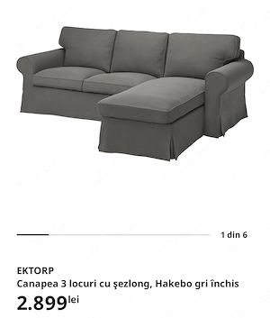 Canapea ikea 3 locuri cu sezlong, extensibila cu zona de depozitare