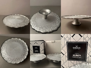 Set veselă din sticlă albastră + standuri prăjituri - Nou Nout