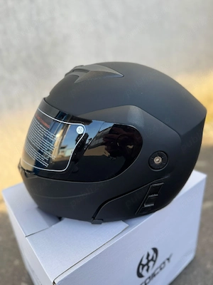 Casca Flip-up modulara moto cu ochelari M   L neagra - imagine 4