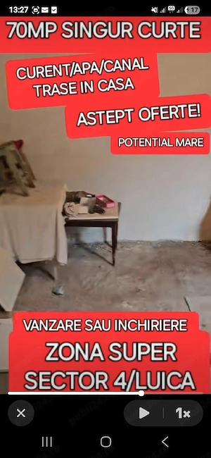 CASA MICA LUICA Sector 4 Curte Mica Super Zona Strada Privata Toate Utilitatile Necesita Renovare - imagine 3