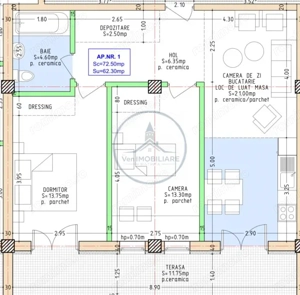 Apartament 3 camere  Etaj 1 cu lift  terasa 12mp   - imagine 3
