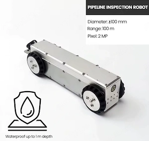 Mini robot inspecție conducte 100 mm IP68, WiFi, cablu 150 m, industrial - imagine 3