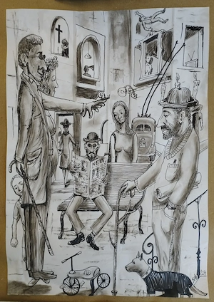 Grafica in creion, carbune 