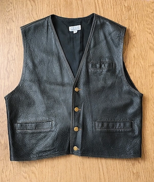 Vestă din piele neagră, mărime XL, ajustabilă - imagine 3