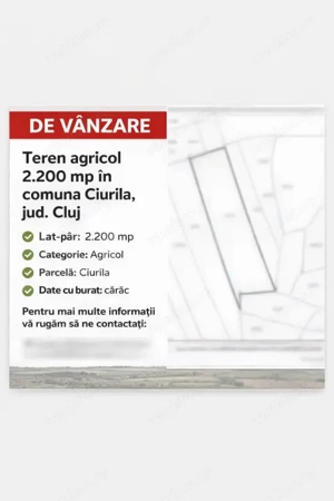 Teren intravilan de vânzare – 2.200 mp – Salicea,Ciurila, jud. Cluj