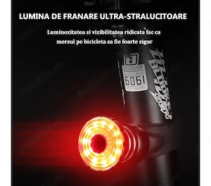 Stop bicicleta smart senzor frana 7 mod iluminare aliaj aluminiu mtb cursiera USB inteligent