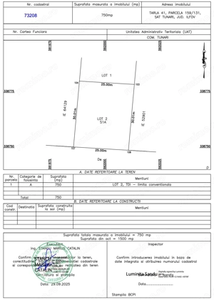 Tunari zona Castanului | teren 750 mp | deschidere 25 ml ideal duplex - imagine 5