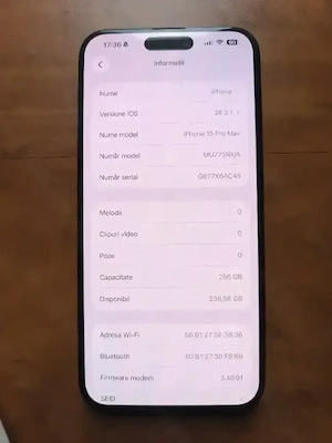 iPhone 15 promax 100%Baterie stare impecabil 