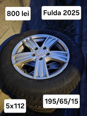 Set 4 jante aliaj 5x112 echipate cu anvelope MS 195/65/15 Golf Seat VW