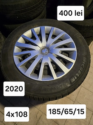 Set 4 jante tabla 4x108 echipate cu anvelope MS 185/65/15 Peugeot Ford