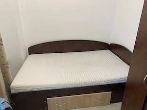 Pat de o persoana cu saltea si lada depozitare 