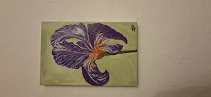 Tablou pictat manual,floare de iris
