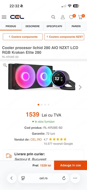 Răcitor lichid NZXT Kraken Elite 280 V2 RGB 280 mm , nou , cutie sigilata - imagine 4
