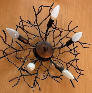 Aplica plafon vintage din fier forjat cu 5 becuri, lucrate manual - imagine 2