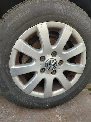 Roti aliaj vw 195 65 15 5x112 cu an̈velope Michelin Alpin 6 - imagine 4