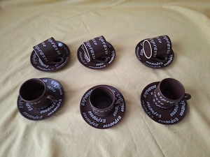 Set cescute cu farfurii din ceramica fina pentru espresso - pictate - imagine 4
