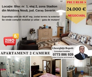 Moldova Noua, Apartament 2 cam. complet mobilat  #537;i utilat – gata de mutare!
