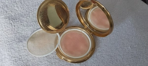 Set vintage damă: Pudrieră și Oglindă grena auriu - imagine 4