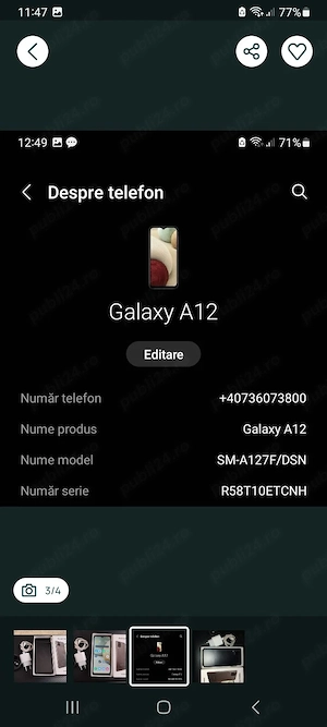 Vand sau schimb Samsung A 12 .