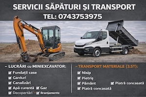 execut lucrari miniexcavator si transport basculabila 