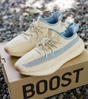 Pantofi Sport Yeezy 350 V2 Linen Crem Bej-Albastru Baby 100% Original