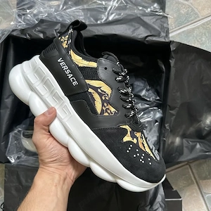 Pantofi Sport Versace Chain Reaction Negru-Baroc motiv- 100% original