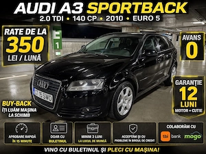 Audi A3 Sportback Facelift 2.0 TDI 140 CP RATE 350 lei AVANS 0 GARANTIE 12 luni Buy back