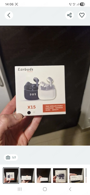 2 x Casti Wireless Bluethoot, culoare negru, noi, sigilate