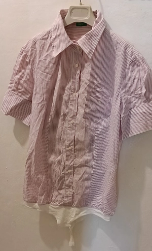 Body tip cămașă United Colors of Benetton - Office, dungi roz