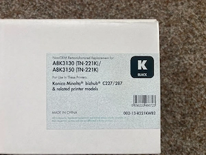 Cartus A8K3130 TN-221K Negru pentru Konika Minolta C227 287