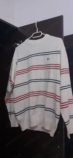 Pulover Lacoste Barbarti, mărimea L, nefolosit, fabricat în Franța. Culori multiple.