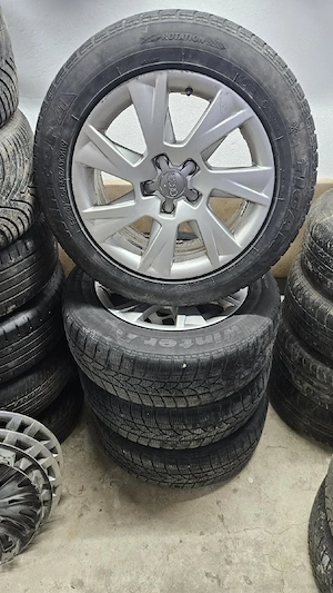 Jante r 17 audi 5x112 anvelope 225 55 r 17 70%profil ET 28. In stare buna nu au defecte.   - imagine 3