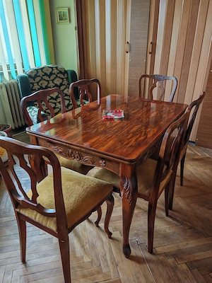 Mobilier lemn masiv nuc   set complet