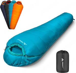 Sac de Dormit Mummy Forceatt   3 Sezoane, -3 C până la +15 C, Rezistent la Apă, Ușor și Călduros