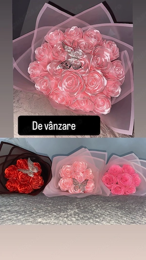 Buchet trandafiri din satin 