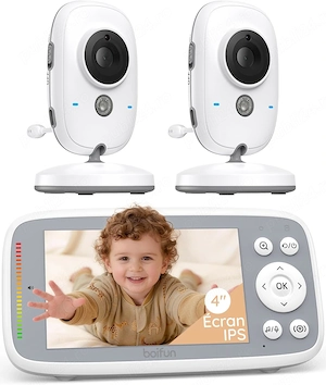 BOIFUN Baby Monitor 4    2 Camere, 720P IPS, Night Vision Invizibil, 3X Zoom, Fără WiFi