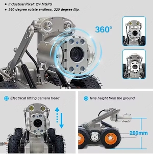 Robot inspecție canalizare profesional 200 3500 mm | Cameră PAN TILT HD + 300 m cablu - imagine 5